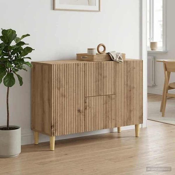 Maison Exclusive - Buffé Ek hantverk 89 x 34,5 x 60 cm Ingenjörsträ