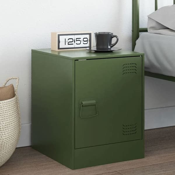 Maison Exclusive - Olivengrøn natbord 34,5x39x44 cm stål