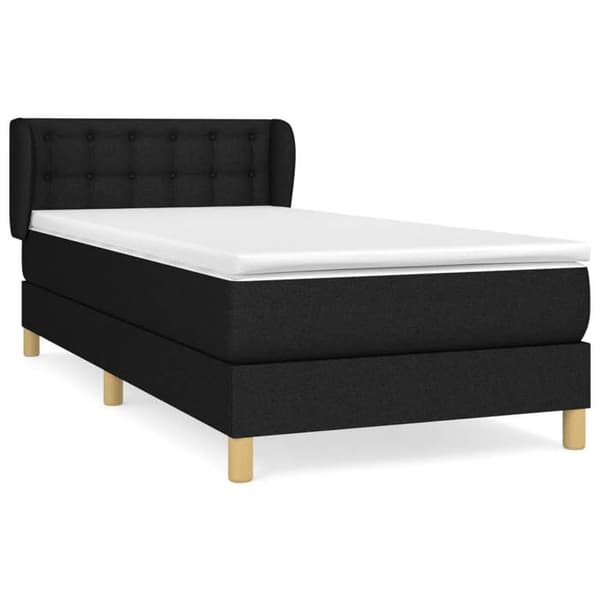 Maison Exclusive - Sengebund med lameller og madras Sort 90x190 cm Stof