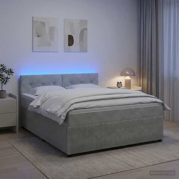 Maison Exclusive - Boxspring seng med madras Lys grå 180 x 200 cm Velour Ljusgrått