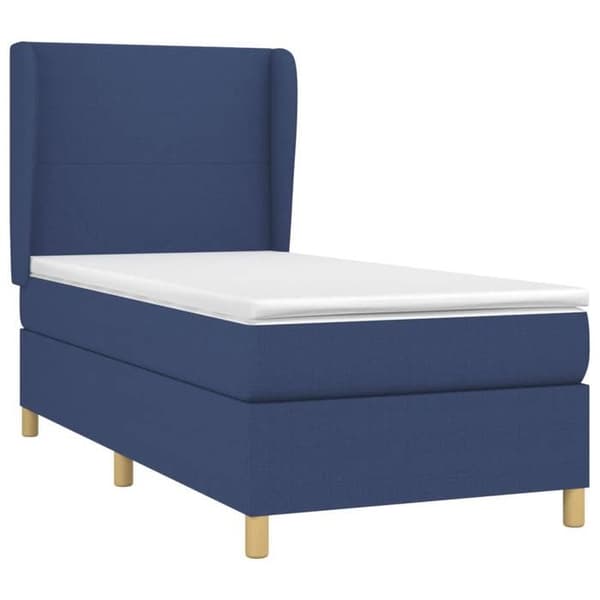 Maison Exclusive - Sengestel med springmadras Blå 90x200 cm Stof