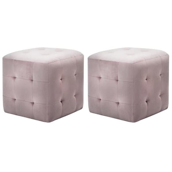 Nattduksbord - Exklusivt Hem - 2 st - Rosa - Sammetstyg - 30x30x30 cm Ros