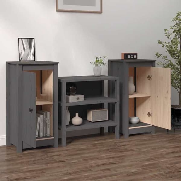Maison Exclusive - Buffet 2 stk grå 39x35x80 cm massiv fyrretræ Grå