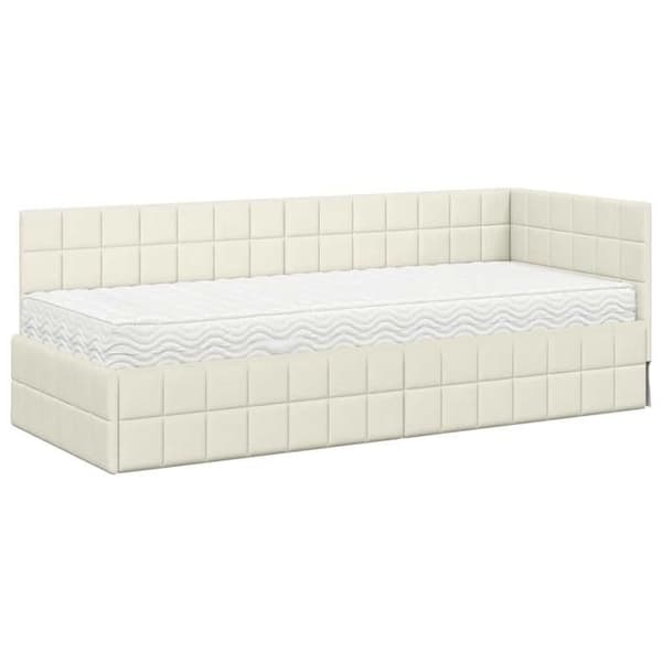 Maison Exclusive - Hörnsängram med madrass 2 pc Kräm 80 x 200 cm Grädde