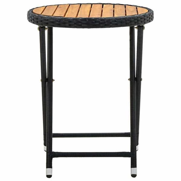 Maison Exclusive - Svart tebord 60 cm i flätad resin och solid akaciaträ