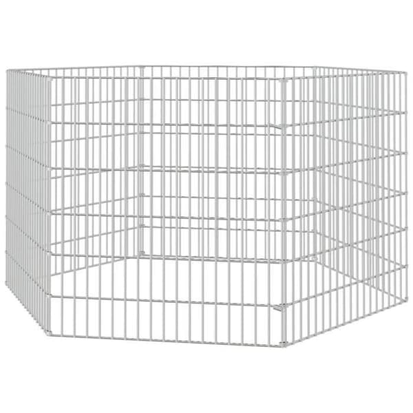 Inhägnad för djur - Exklusivt hus - 6 paneler - 54 x 60 cm - Galvaniserat järn silver-