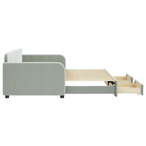 Päivävuode - EXCLUSIVE KOTI - 90x200 cm - Alusvuode - 2 laatikkoa - Harmaa sametti
