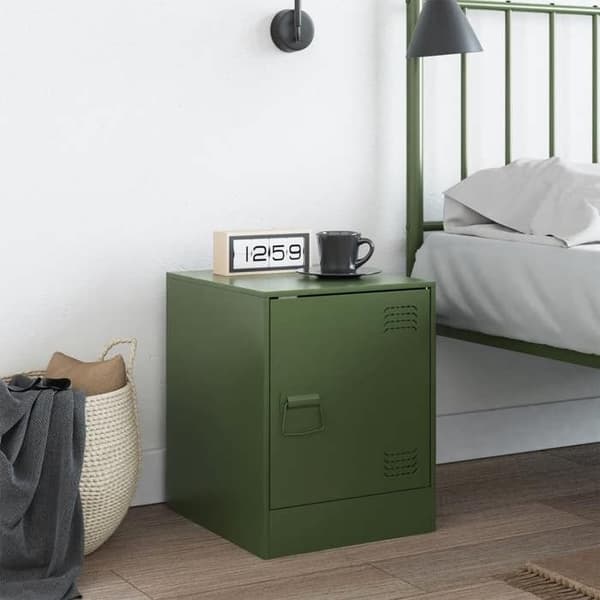 Maison Exclusive - Olivengrøn natbord 34,5x39x44 cm stål
