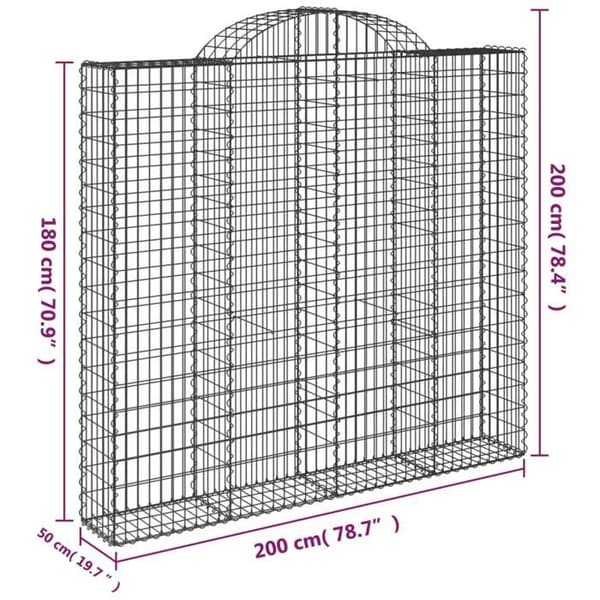 Gabionkorgar - Arqués - 3 st - 200×50×180/200 cm - Galvaniserat järn silver-