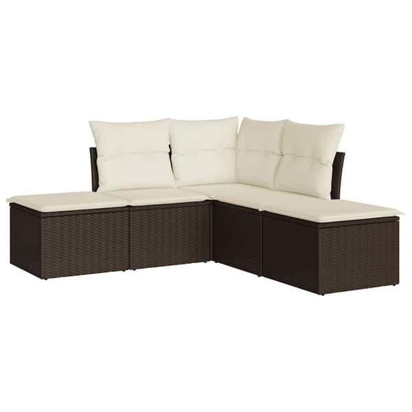 Maison Exclusive - Trädgårdsmöbler med kuddar 5 delar brun flätad resin
