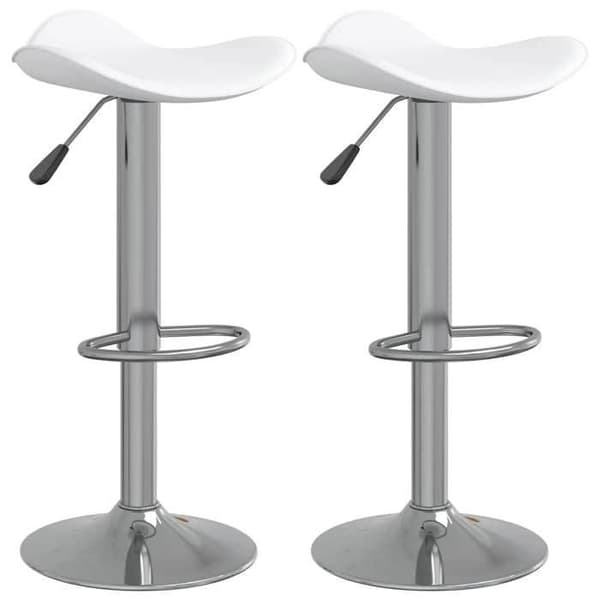 Maison Exclusive - Barstolar set om 2 vit kromat stål och konstläder