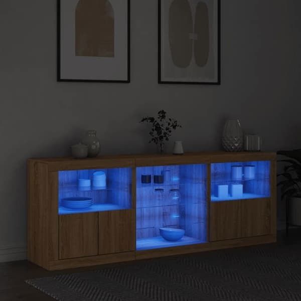 Maison Exclusive - Buffet med LED-lys i sonoma eg 181,5x37x67 cm