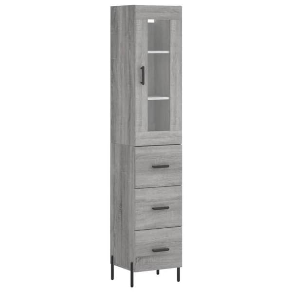 Maison Exclusive - Buffé hög Sonoma grå 34,5x34x180 cm Ingenjörsträ