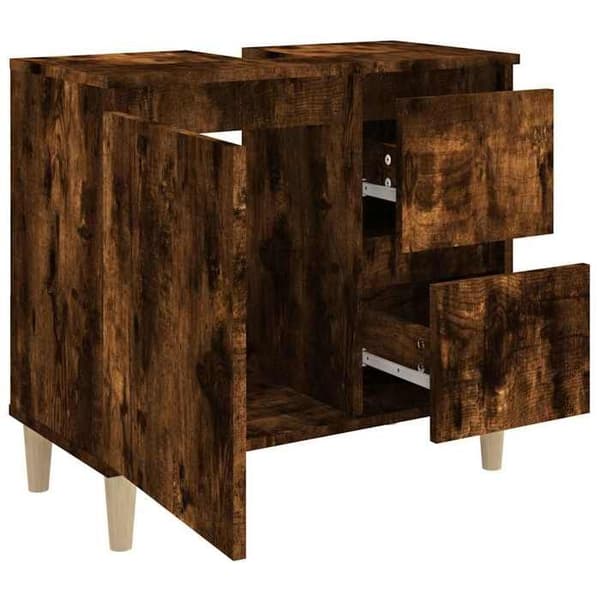 Maison Exclusive - Badrumsskåp ek rökig 65x33x60 cm ingenjörsträ