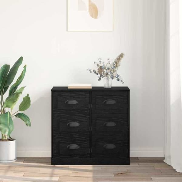 Maison Exclusive - Buffet Sort egetræ 70 x 35,5 x 67,5 cm Ingeniørtræ svart ek