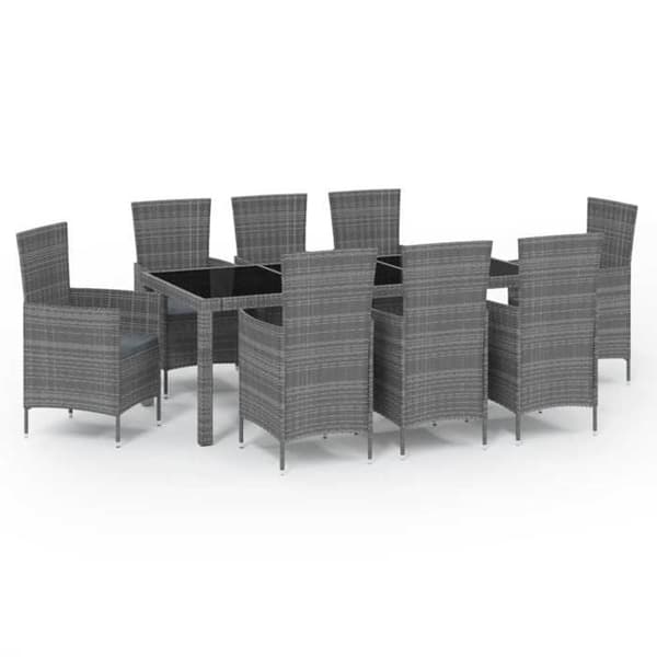 Maison Exclusive - Utomhusmatgrupp 9 delar med kuddar i flätad resin Grå