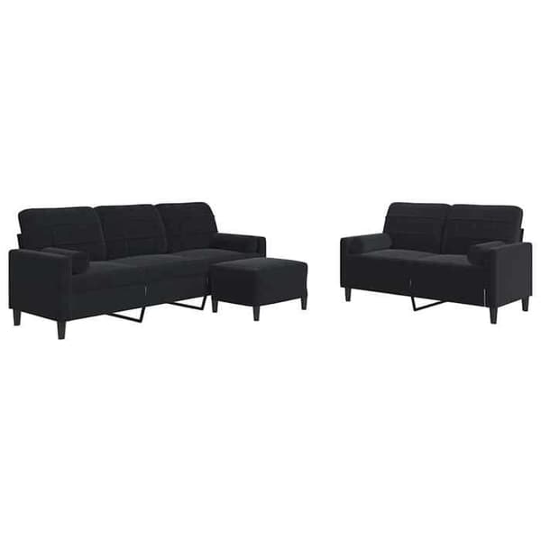 Maison Exclusive - Set med 3 soffor och kuddar samt svarta sammetsrullar