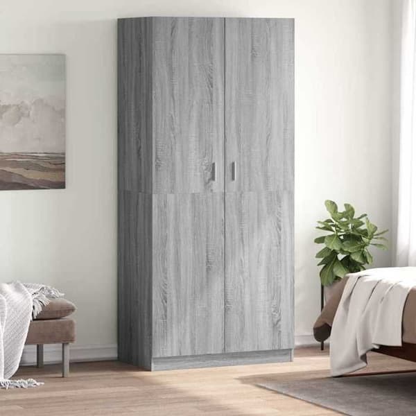 Maison Exclusive - Sonoma grå garderobe 90x52x200 cm ingeniørtræ