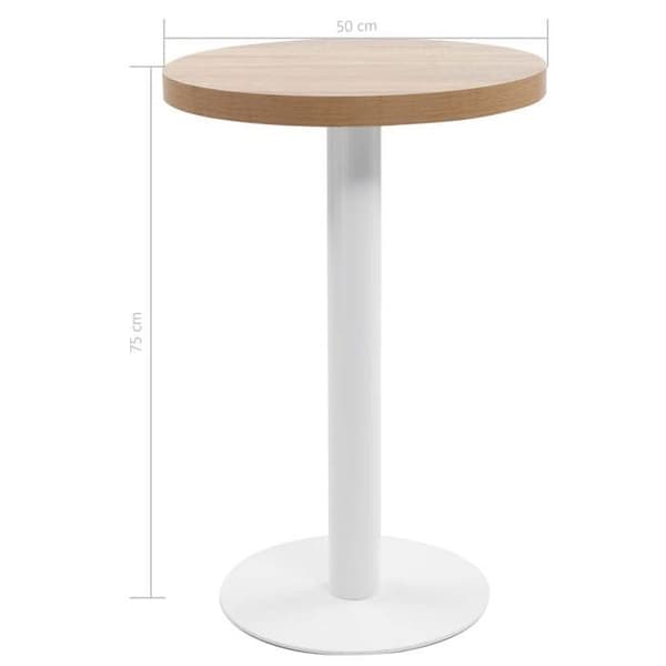 Bistrobord - EKSKLUSIV HUS - Ø50 cm MDF - Lys brun - Stålben og base - Nem at samle