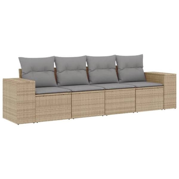 Maison Exclusive - Trädgårdsmöbler med kuddar 4 delar beige flätad resin