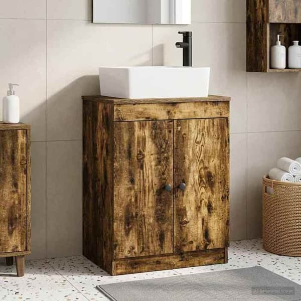 Maison Exclusive - Badeværelsesmøbel med vask Røget eg 54 x 35 x 83 cm