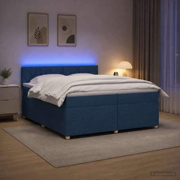 Maison Exclusive - Boxspring seng med madras Blå 200 x 200 cm Stof Blå