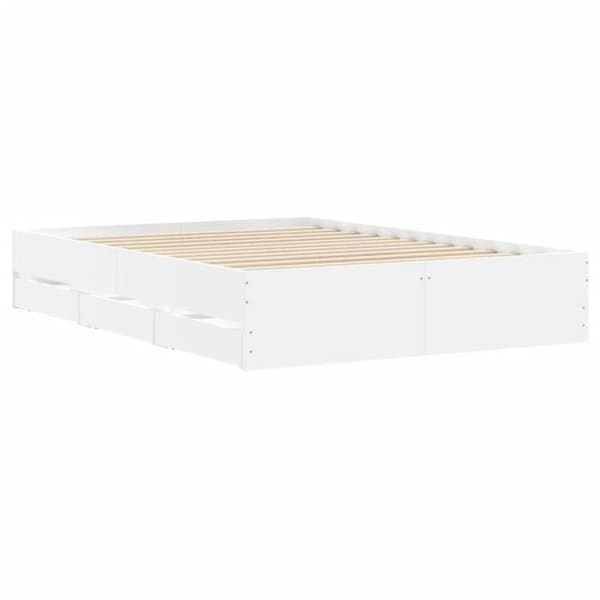 Sengestel - EKSKLUSIV HUS - 120 x 190 cm - Hvid - Med skuffer - Træ (plader) Vit