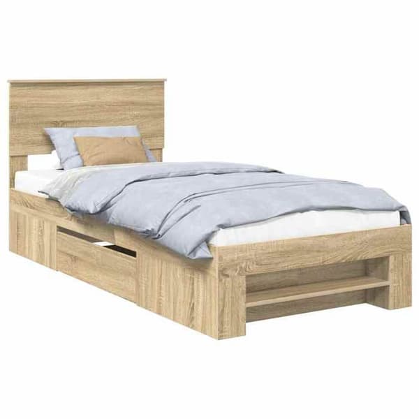 Maison Exclusive - Sängram Ek Sonoma 100 x 200 m Ingenjörsträ