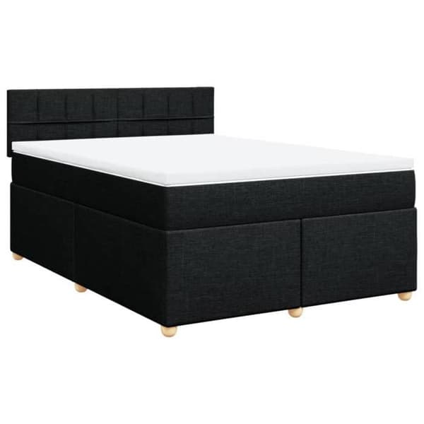 Maison Exclusive - Sengebund med lameller og madras Sort 140x190 cm Stof
