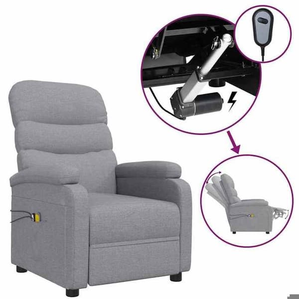 Maison Exclusive - Elektrisk massage stol Lys grå Stof Ljusgrått