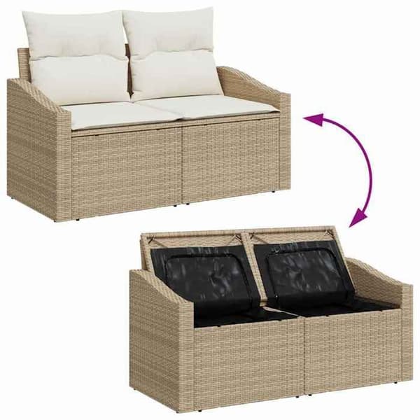 Trädgårdsmöbler - EXKLUSIVT HUS - 7 platser - Beige - Modulär - Hållbar polyrotting beige