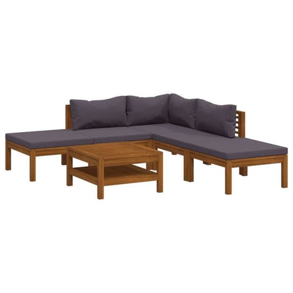 Maison Exclusive - Havegruppe 6 stk med pude i solid akacietræ
