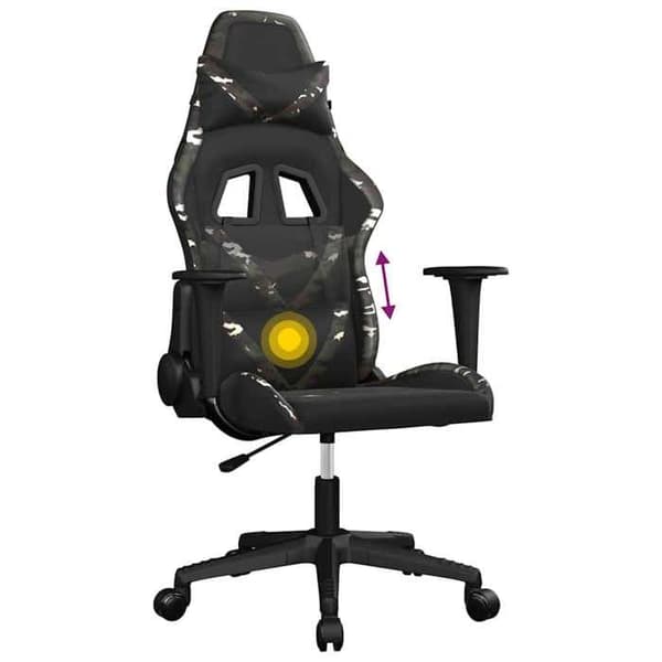 Maison Exclusive - Spilestol med massage i sort og camouflage kunstlæder