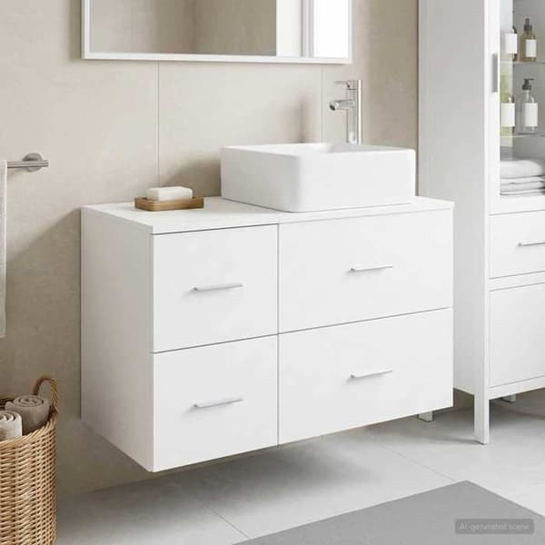 Badrumsmöbel - EXKLUSIV HEM - Modern - Vit - 2-delars set - Ingenjörsträ Vit