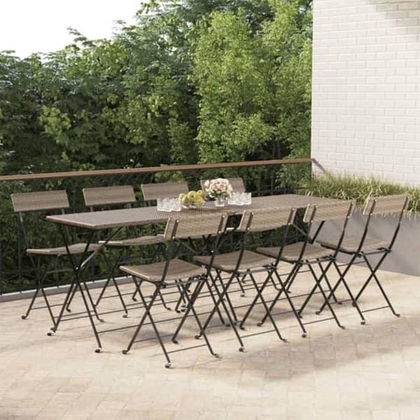 Maison Exclusive - 8 dele grå polyrotin og stål klapstole