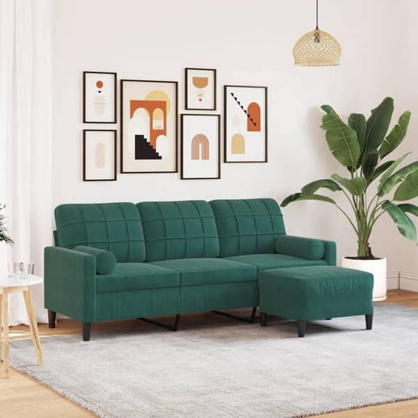 Soffa 3 platser - MAISON EXCLUSIVE - 180 cm - Mörkgrön - Sammet - Metallram Mörkgrön