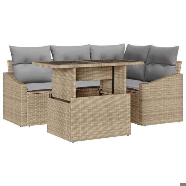 Maison Exclusive - 5 osan beige ja vaaleanharmaa puutarhakalustesarja