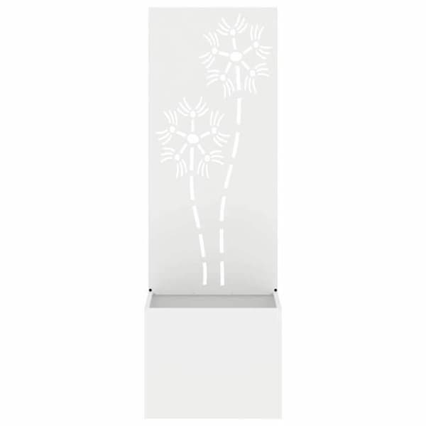 Havemur - EKSKLUSIV HUS - 50 x 32 x 150 cm - Robust stål - Mat hvid finish - Dekorative indsatser Vit