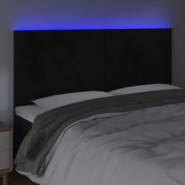 Maison Exclusive - LED Hovedgærde Sort 200x5x118/128 cm Velour svart
