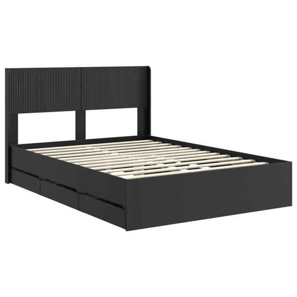 Maison Exclusive - Sengestel med opbevaring og hovedgærde Sort 150 x 200 cm Svart