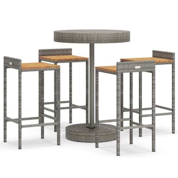 Maison Exclusive - Havebar sæt 5 dele grå poly rattan/massiv akacietræ grå