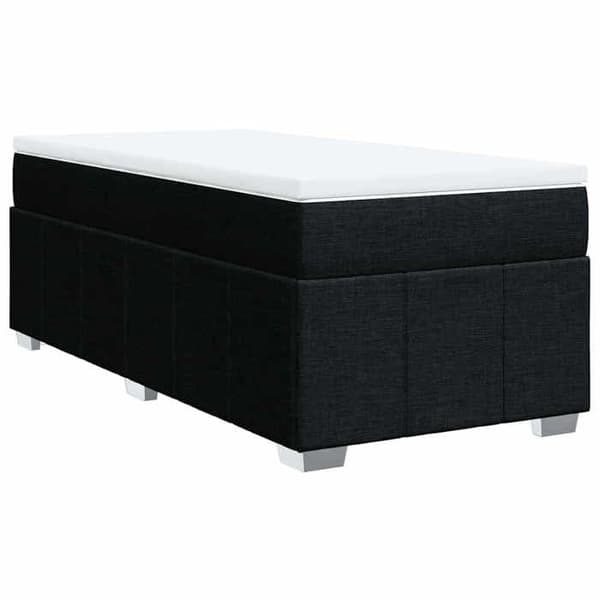 Maison Exclusive - Sengebund med lameller og madras Sort 100x200 cm Stof