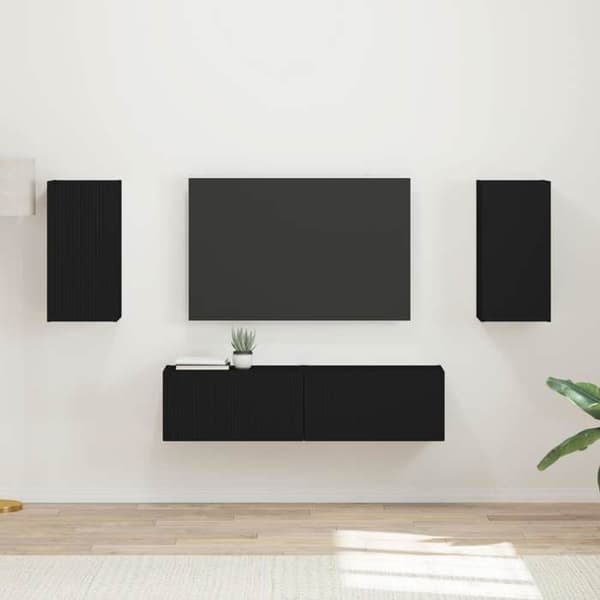 Maison Exclusive - TV-møbel sæt 4 stk Sort Ingeniørtræ