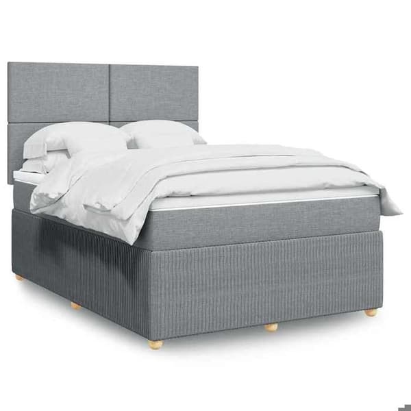 Maison Exclusive - Sengebund med lameller og madras Lys grå 140x200cm Stof