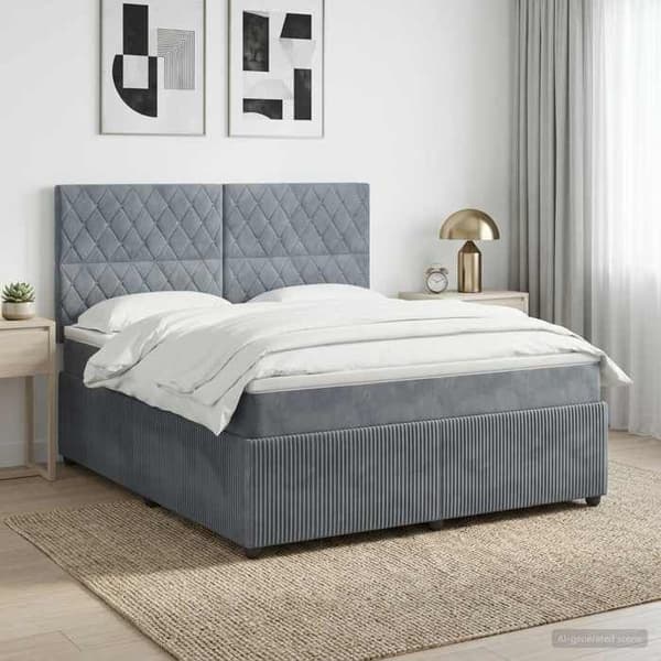 Maison Exclusive - Boxspring-sänky tummanharmaalla patjalla 160 x 200 cm Sametti Mörkgrå