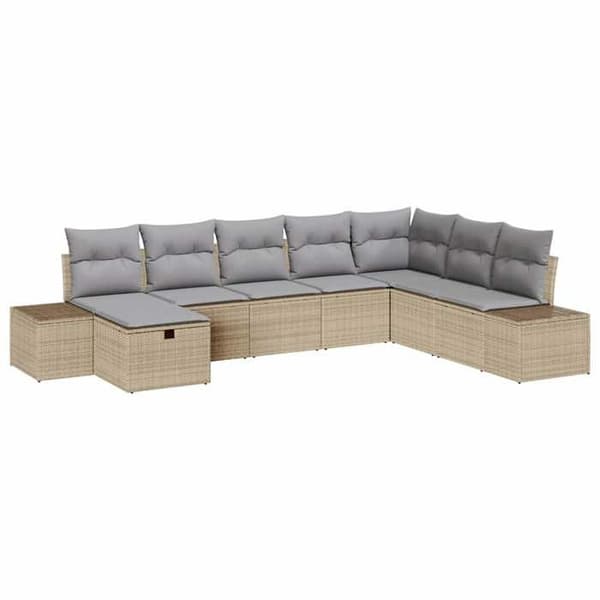 Maison Exclusive - 8 osan beige polyrottinkinen puutarhakalustesetti