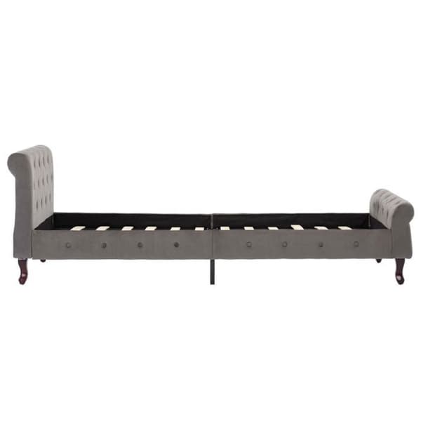 Sengestel - EKSKLUSIV HUS - Klassisk - Grå fløjl - 90x200 cm - Lamelseng Sammetsgrå