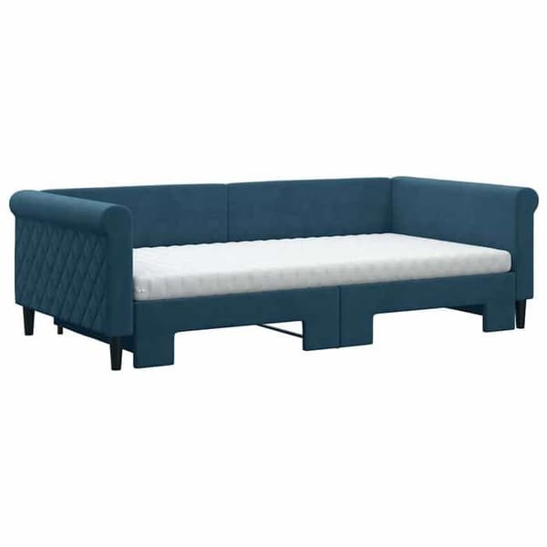 Maison Exclusive - Dagbädd med utdragbar säng och blå madrass 100x200 cm sammet Blå