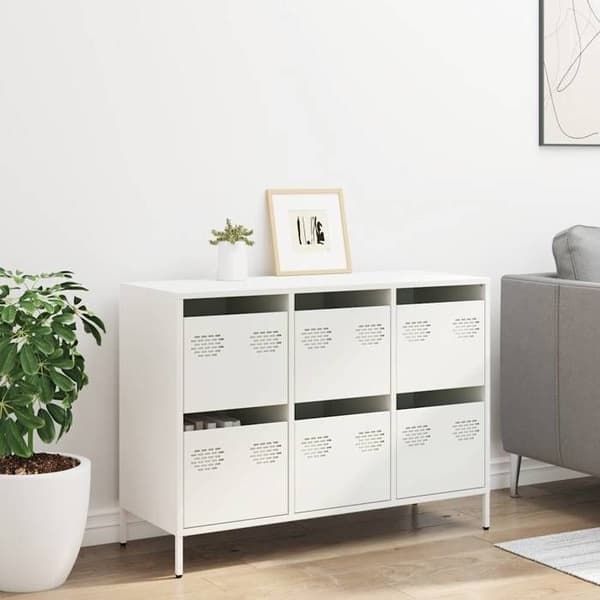 Maison Exclusive - Buffé vit 101,5x39x73,5 cm kallvalsat stål Vit