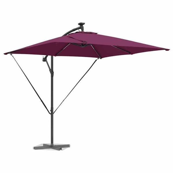 Parasol med sidomontering - EXKLUSIV HEM - Parasol med sidomontering (banan) - Bordeaux - Polyester & aluminium - Solarbands LED Bordeaux